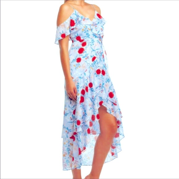 Bardot Dresses & Skirts - NEW 🏷 Bardot Blue Cold Shoulder Chiffon Floral Maxi
